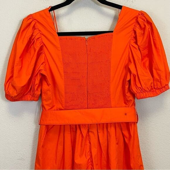 Endless Rose Orange Puff Sleeve Belted Tiered Midi Dress‎ Size S - Picture 6 of 11